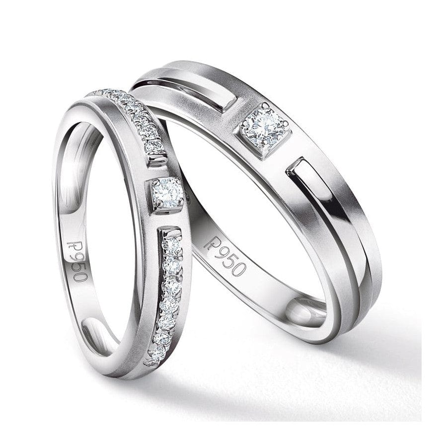 Jewelove™ Rings Both / SI IJ Ready to Ship - Ring Sizes 11, 20 - Harmony Platinum Couple Rings with Diamonds JL PT 530