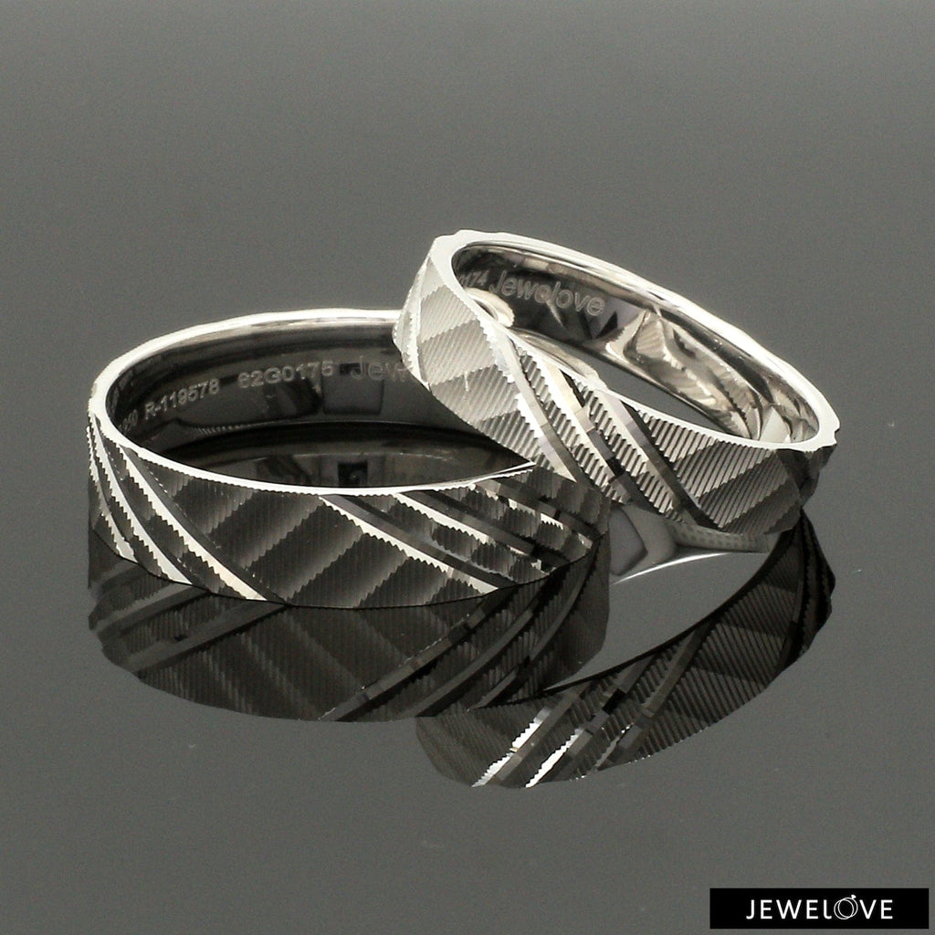 Jewelove™ Rings Ready to Ship - Ring Sizes 11, 21 - Platinum Love Bands for Couple JL PT 1307