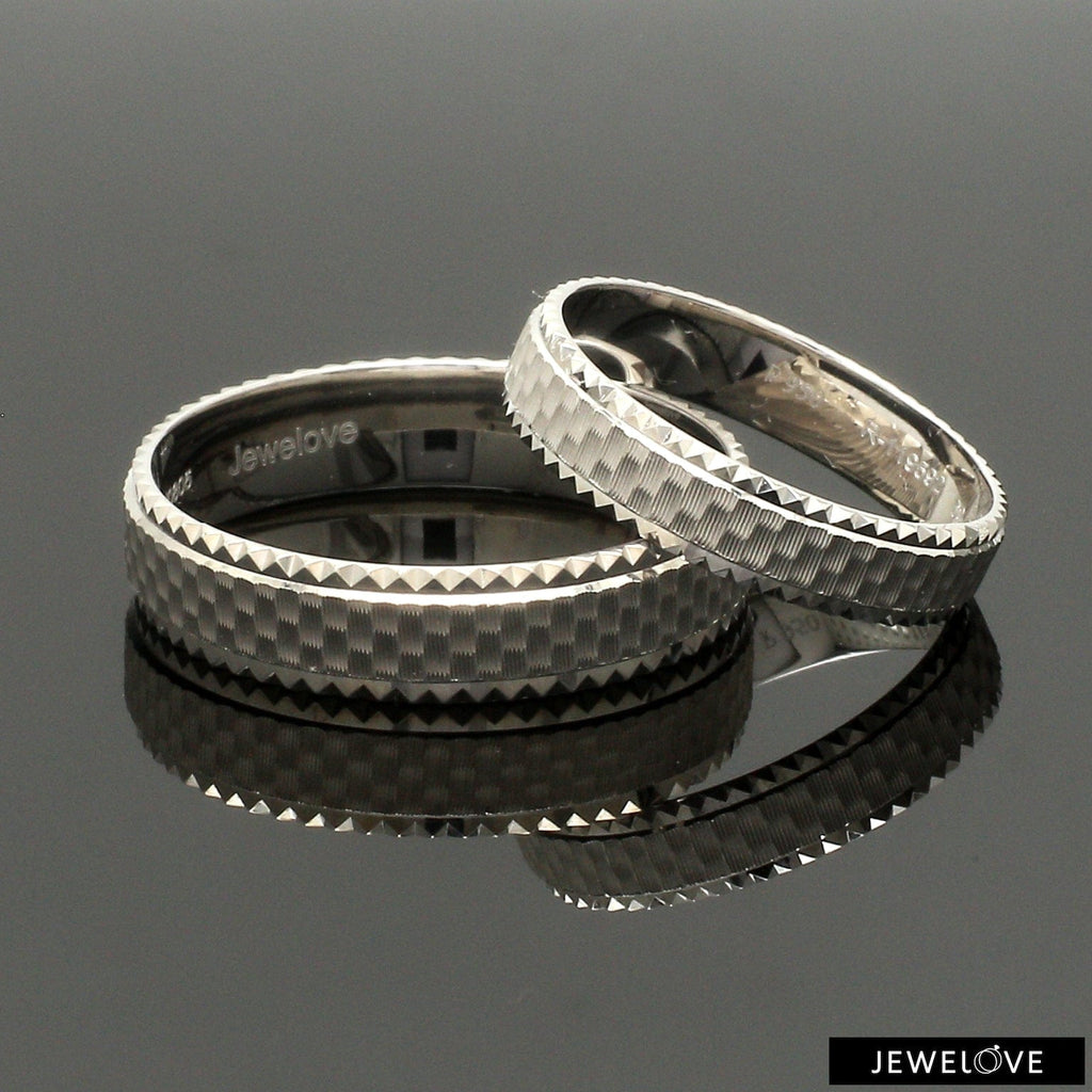 Jewelove™ Rings Both Ready to Ship - Ring Sizes 11, 22 - Textured Unique Platinum Love Bands for Couples JL PT 1306