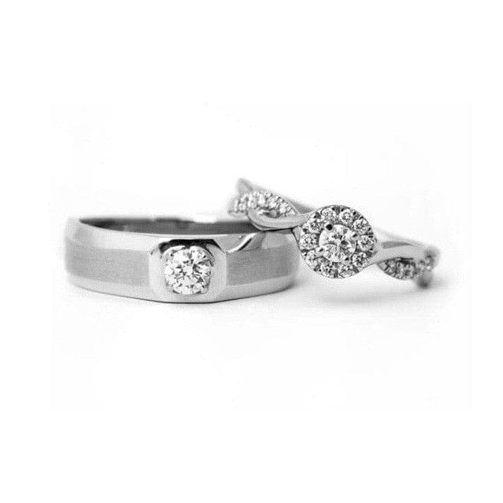 Jewelove™ Rings Ready to Ship - Ring Sizes 12, 22 - Platinum Solitaire Couple Rings JL PT 983