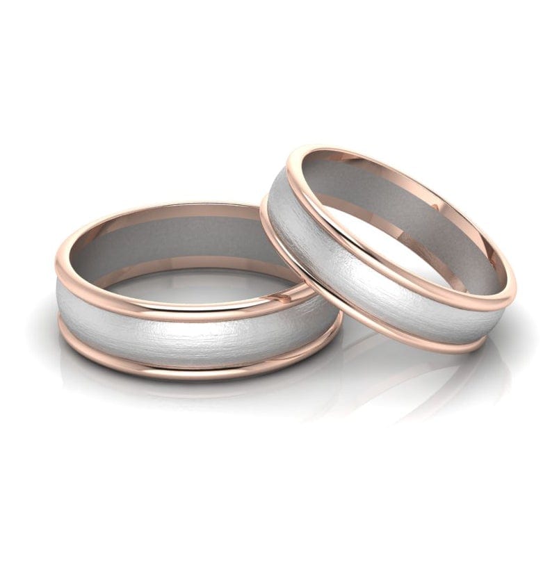 Jewelove™ Rings Both Ready to Ship - Ring Sizes 13, 22 Classic Plain Platinum Couple Rings With a Rose Gold Border JL PT 633