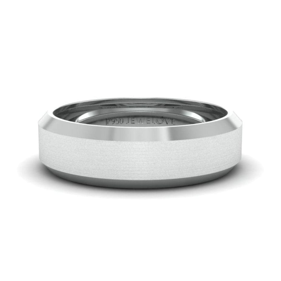 Jewelove™ Rings Men's Band only / Scooped Ready to Ship - Ring Sizes 18, 22 Beveled Edges Brush Finish Plain Platinum Ring for Men JL PT 616