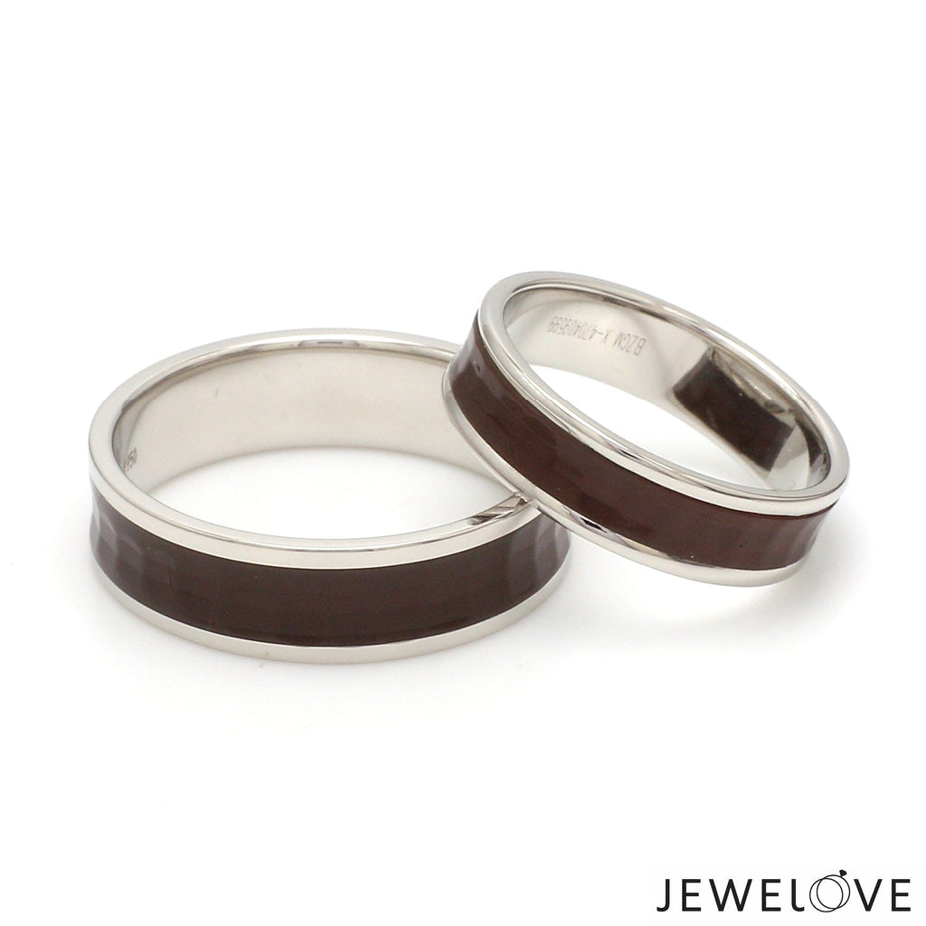 Jewelove™ Rings Both Ready to Ship - Ring Sizes - 21, 11 - Platinum Couple Rings with Brown Ceramic JL PT 1329