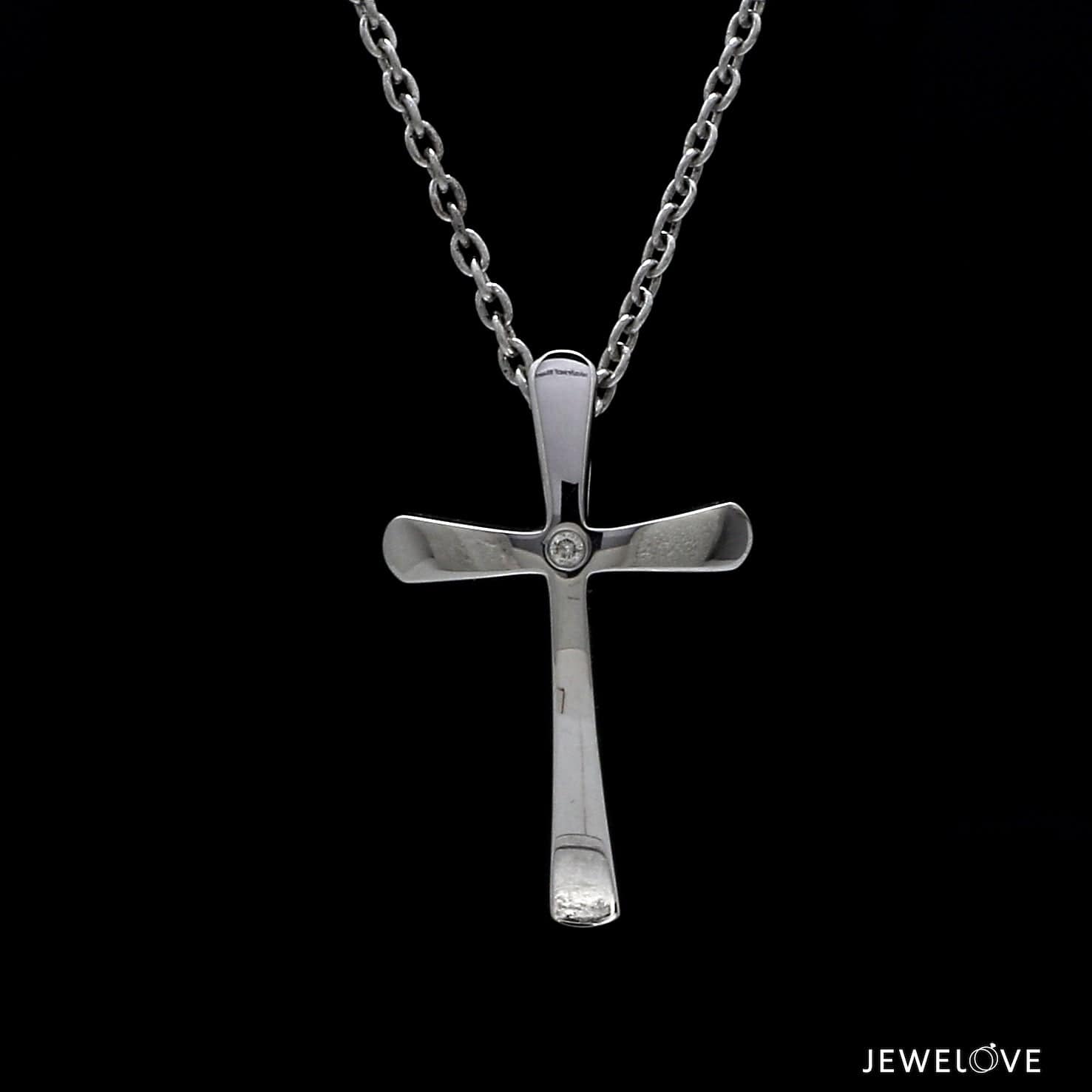 Single Diamond Platinum Cross Pendant JL PT P 308 - Main Image