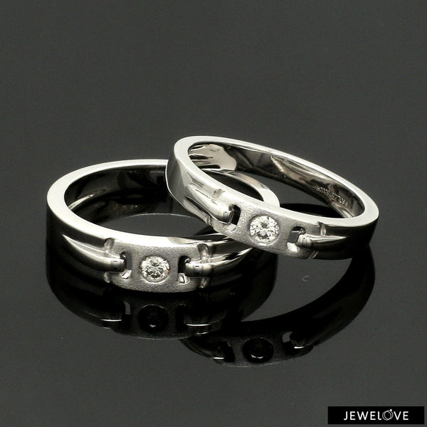 Jewelove™ Rings Both / SI IJ Single Diamond Platinum Wedding Bands JL PT 242