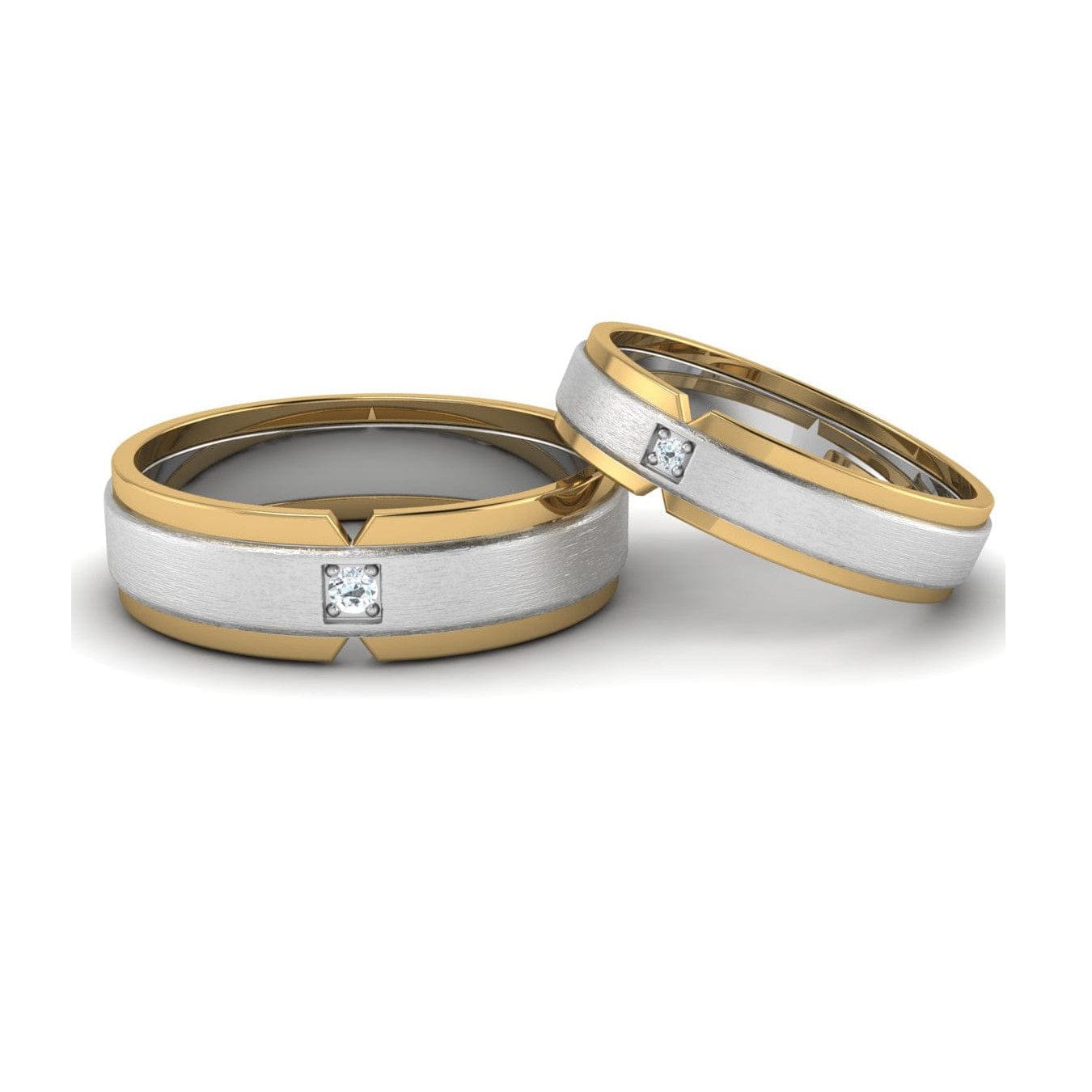 Couple Rings Gold And Platinum Diamond Rings Single Diamond