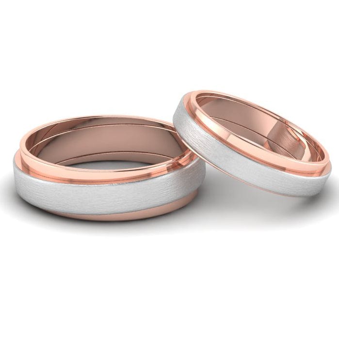 Jewelove™ Rings Both Slanting Platinum & Rose Gold Couple Rings JL PT 635