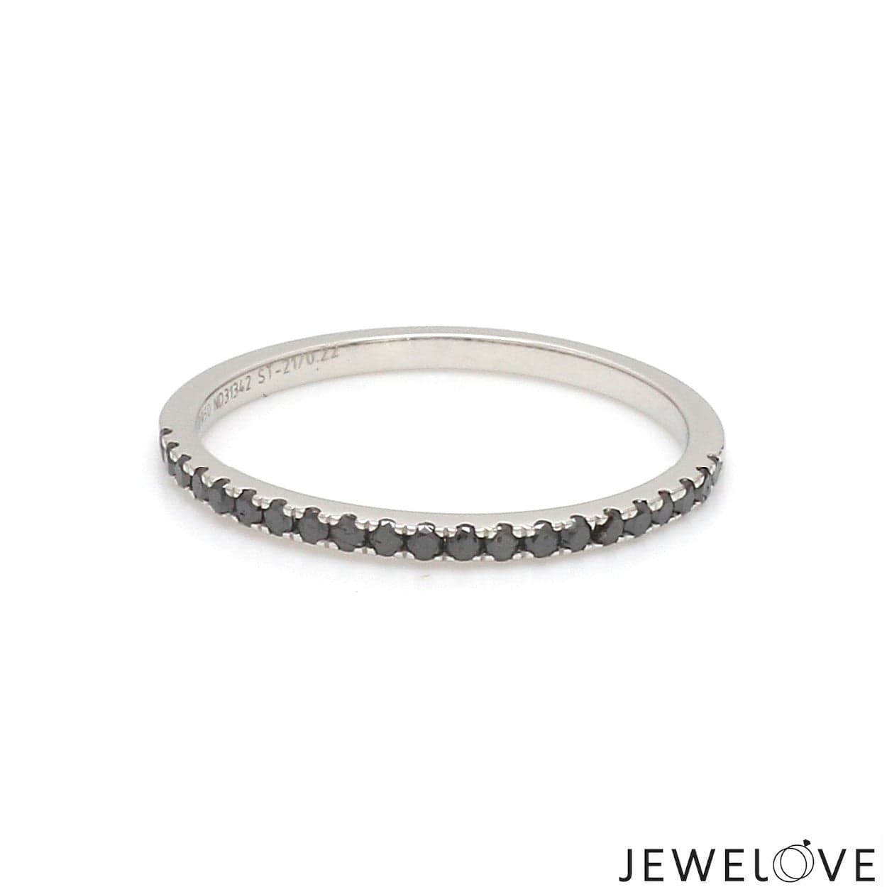 Jewelove™ Rings Women's Band only Thin Half Eternity Black Diamond Ring in Platinum JL PT 284-BD