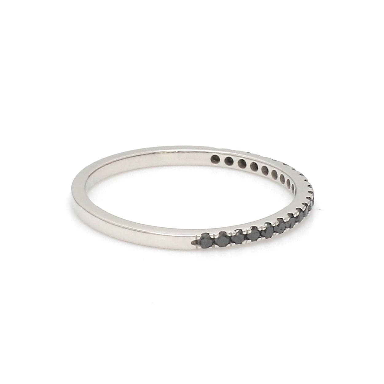 Jewelove™ Rings Women's Band only Thin Half Eternity Black Diamond Ring in Platinum JL PT 284-BD