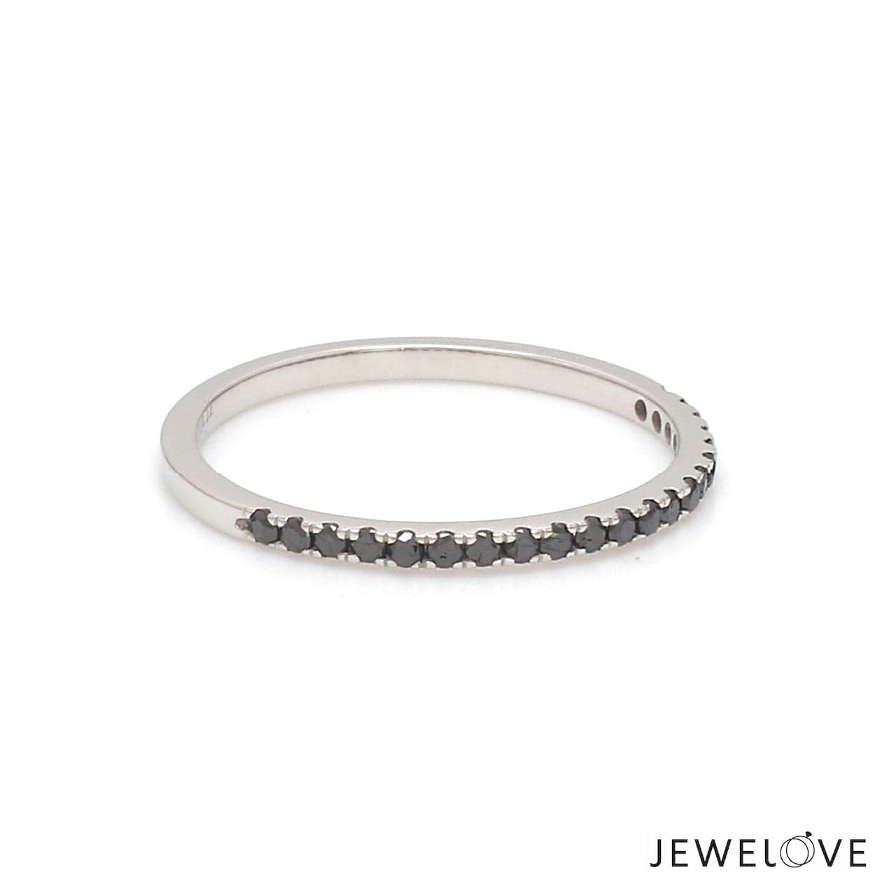 Jewelove™ Rings Women's Band only Thin Half Eternity Black Diamond Ring in Platinum JL PT 284-BD