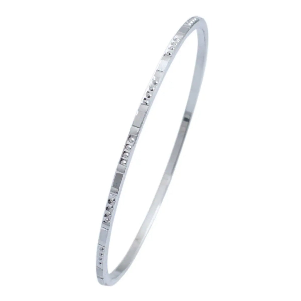 Jewelove™ Bangles & Bracelets Single Thin Platinum Bangle with 4 Diamond Cuts & 1 Matte Finish Alternating Texture JL PTB 631