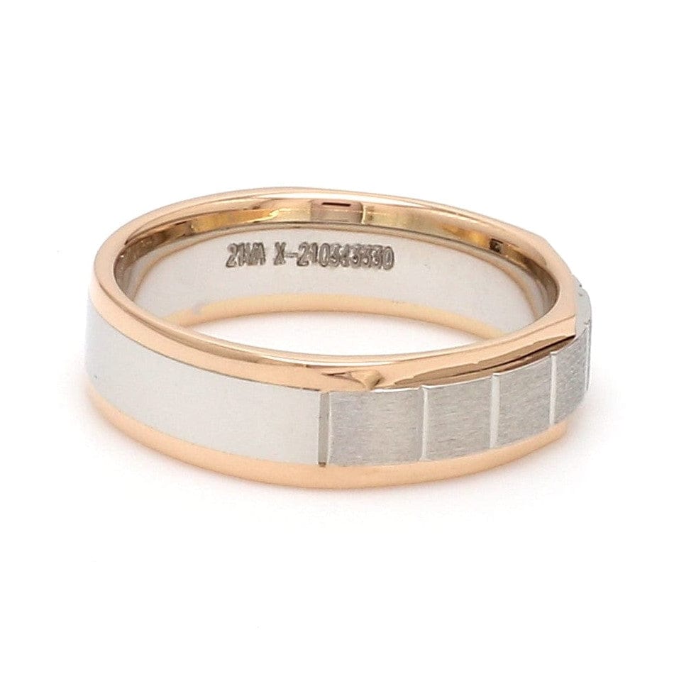 Jewelove™ Rings Unique Shape Platinum Love Bands with Single Diamond & Yellow Gold Border JL PT 648 - Yellow Gold