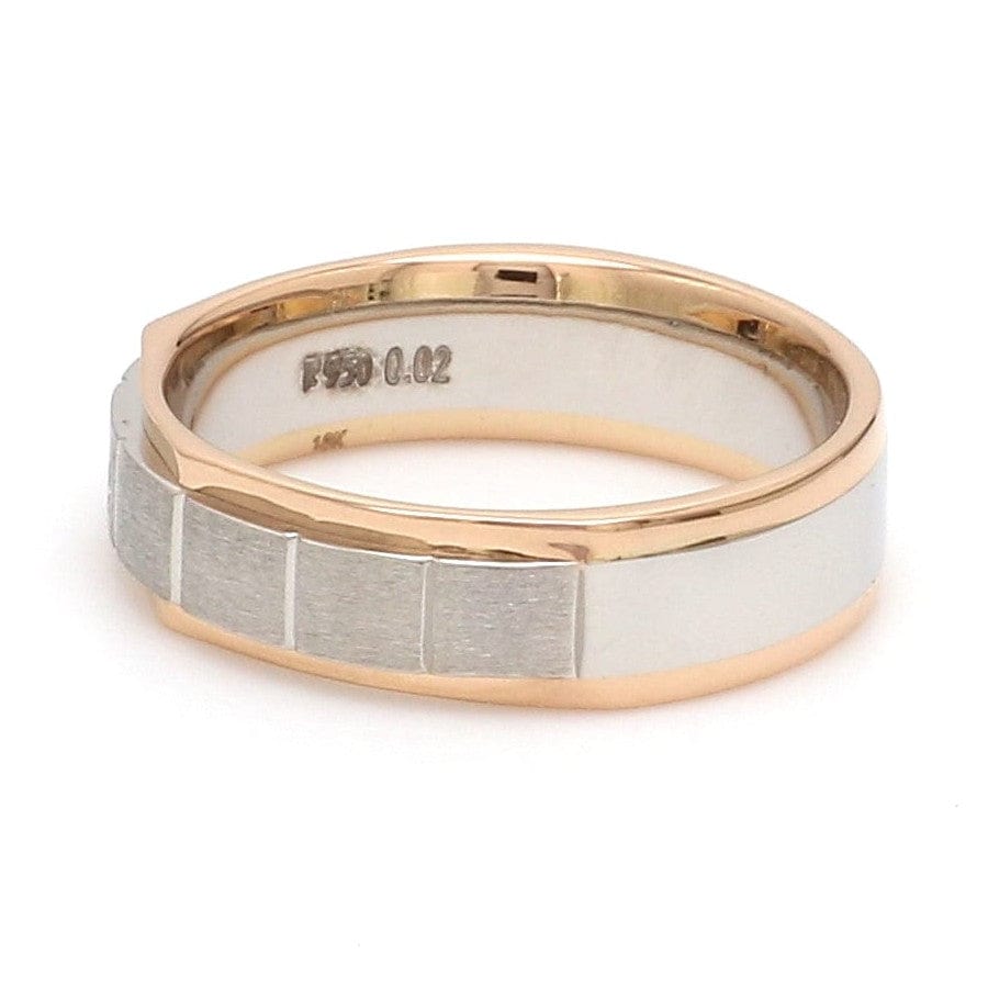 Jewelove™ Rings Unique Shape Platinum Love Bands with Single Diamond & Yellow Gold Border JL PT 648 - Yellow Gold