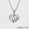 Evara Platinum & Rose Gold Diamonds Heart Pendant JL PT P 322