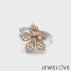 Platinum Pink Flower with Diamonds Ring for Women JL PT 1311