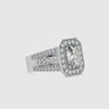 70-Poiinter Oval Cut Solitaire Halo Diamond Spilt Shank Designer Platinum Ring JL PT 0091-B