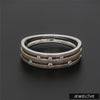 Designer Platinum Rose Gold Ring with Grooves & Diamonds for Women JL PT 570-A