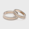 Ready to Ship - Ring Sizes 12, 21 - Designer Platinum & Rose Gold Couple Rings with a Groove JL PT 1128