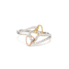 Designer Triple Heart Platinum Ring Multicolor Gold with Diamonds JL PT 556