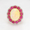 18K Gold Opal Ring with Ruby & Diamond for Women JL AU Opal Ring