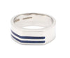 Ready to Ship - Ring Size 24, Men of Platinum | Heavy Platinum Signet Ring with Blue Enamel for Men JL PT 1057