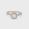 40-Pointer Platinum Solitaire Engagement Ring with Diamond Halo & Shank JL PT 671