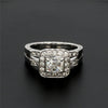 Cushion Cut Solitaire Platinum Ring with Halo Accents Diamond JL PT 1212