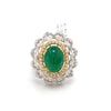 Natural Emerald Oval Cut with Fancy & Round Diamond 18k Gold Ring JL AU AIS0423