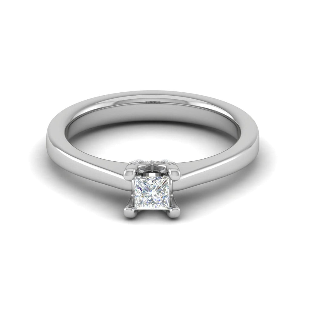 Jewelove™ Rings SI IJ / Women's Band only 0.15 cts. Princess Cut Solitaire Diamond Platinum Engagement Ring JL PT MHD273EG