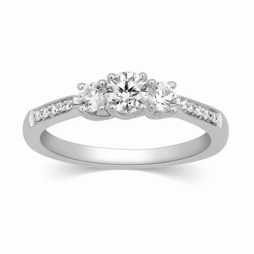 Pear Simulated Green Emerald & White Natural Diamond Accent Engagement Ring  In 10k Solid White Gold Ring Size-8 - Walmart.com