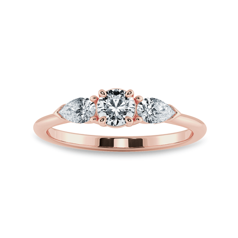 0.20 cts. Solitaire with Pear Cut Diamond Accents 18K Rose Gold Ring JL AU 2020R-C
