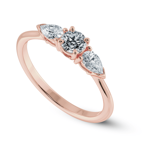 Jewelove™ Rings Women's Band only / VS J 0.20 cts. Solitaire with Pear Cut Diamond Accents 18K Rose Gold Ring JL AU 2020R-C