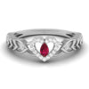 Jewelove™ Rings 0.20cts. Pear Ruby Platinum Diamond Heart Ring JL PT R8156