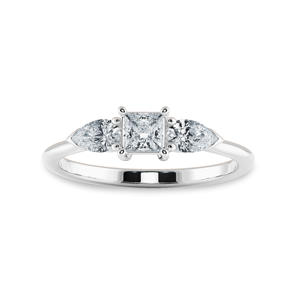 Jewelove™ Rings I VS / Women's Band only 0.20cts Pointer Princess Cut with Pear Cut Diamond Accents Shank Platinum Ring JL PT 2021-C