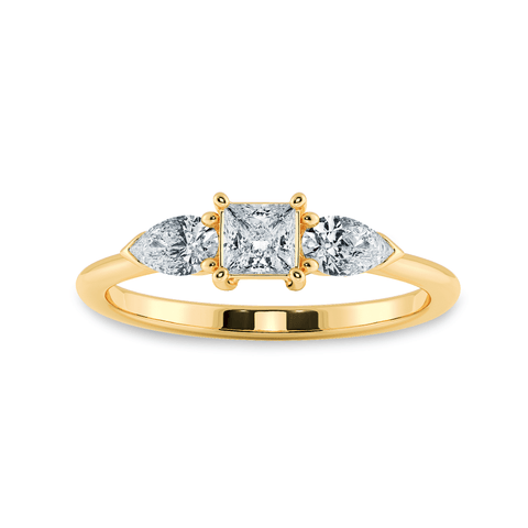 0.20cts. Princess Cut Solitaire with Pear Cut Diamond Accents 18K Yellow Gold Ring JL AU 2021Y-C