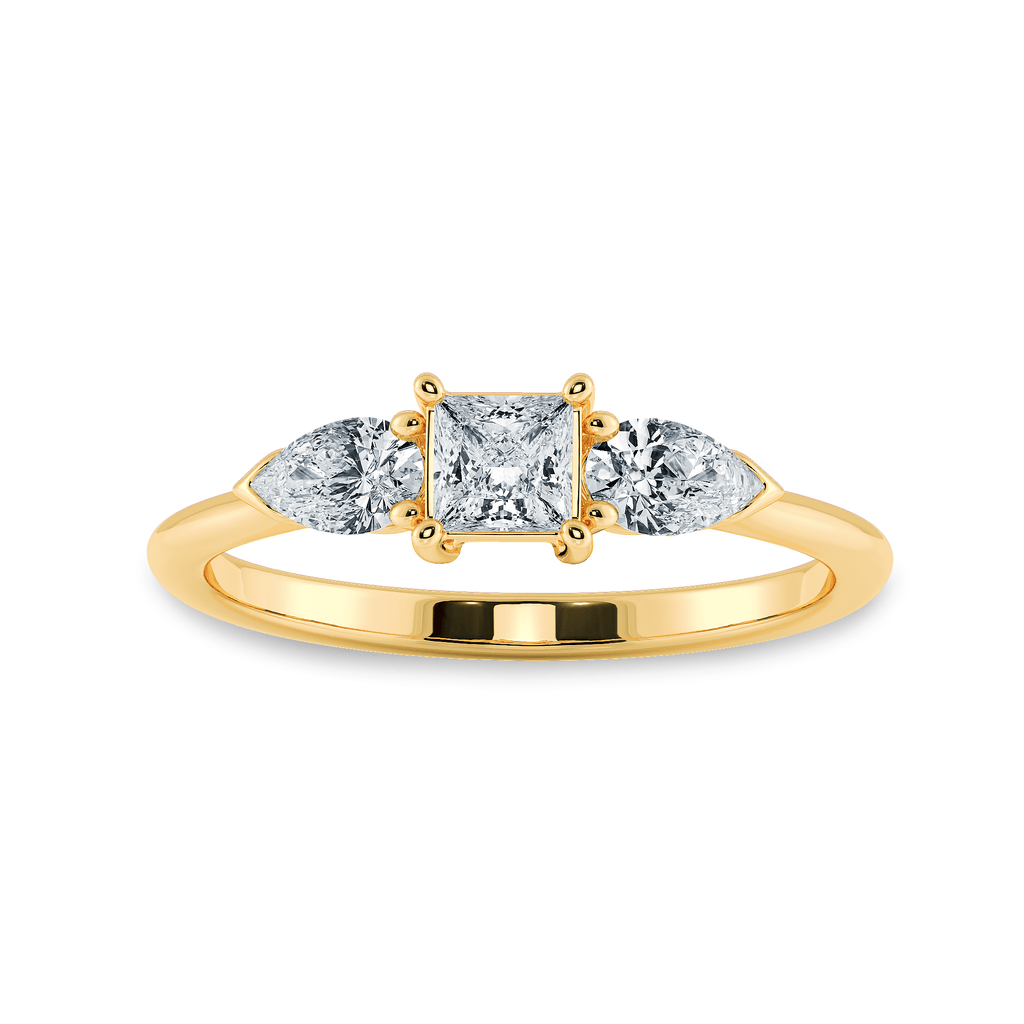 Jewelove™ Rings Women's Band only / VS I 0.20cts. Princess Cut Solitaire with Pear Cut Diamond Accents 18K Yellow Gold Ring JL AU 2021Y-C