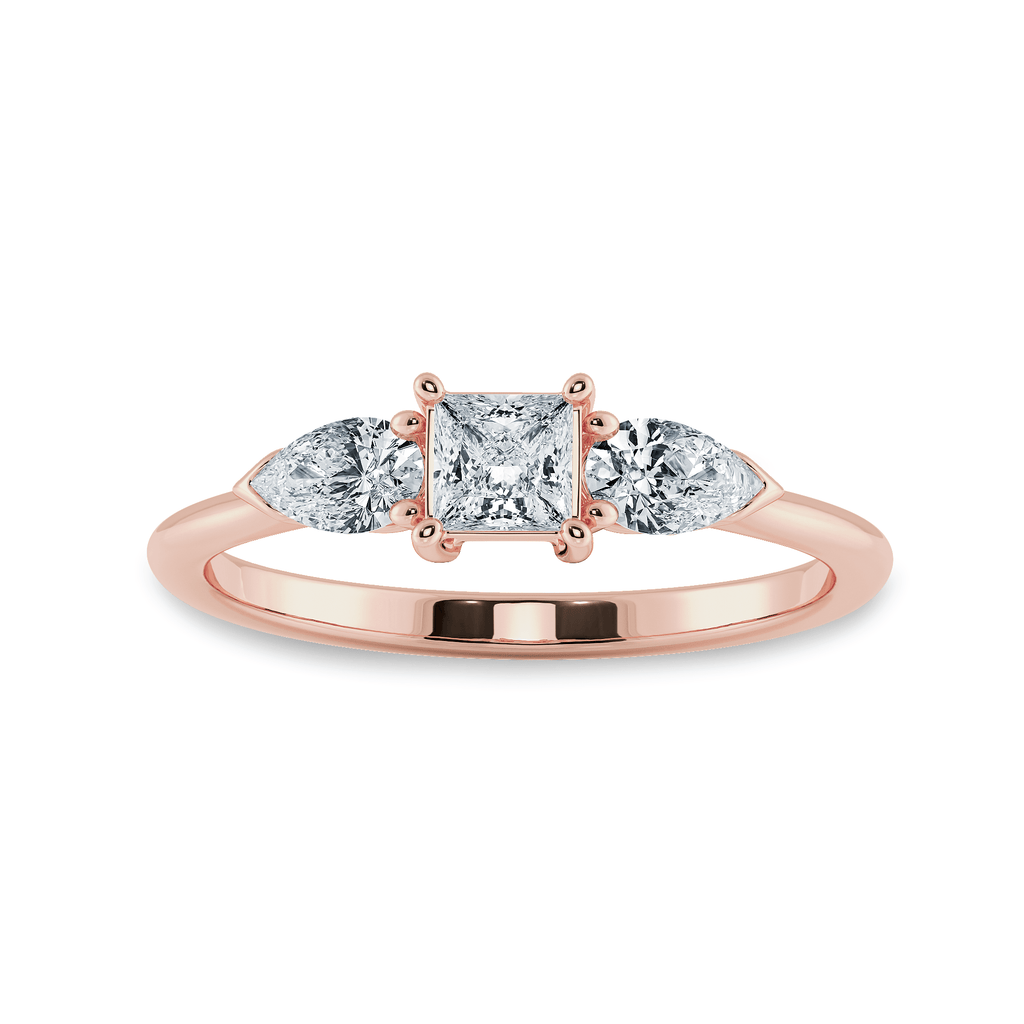 Jewelove™ Rings Women's Band only / VS I 0.20cts. Princess Cut Solitaire with Pear Cut Diamond Diamond 18K Rose Gold Ring JL AU 2021R-C