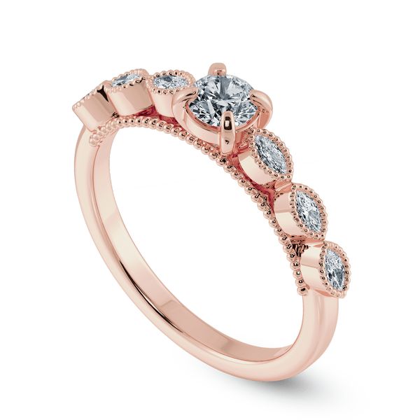 Jewelove™ Rings Women's Band only / VS J 0.20cts. Solitaire 18K Rose Gold Ring with Marquise Cut Diamond Accents JL AU 2011R-C