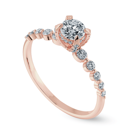 0.20cts. Solitaire Diamond Accents 18K Rose Gold Ring JL AU 1202R-C