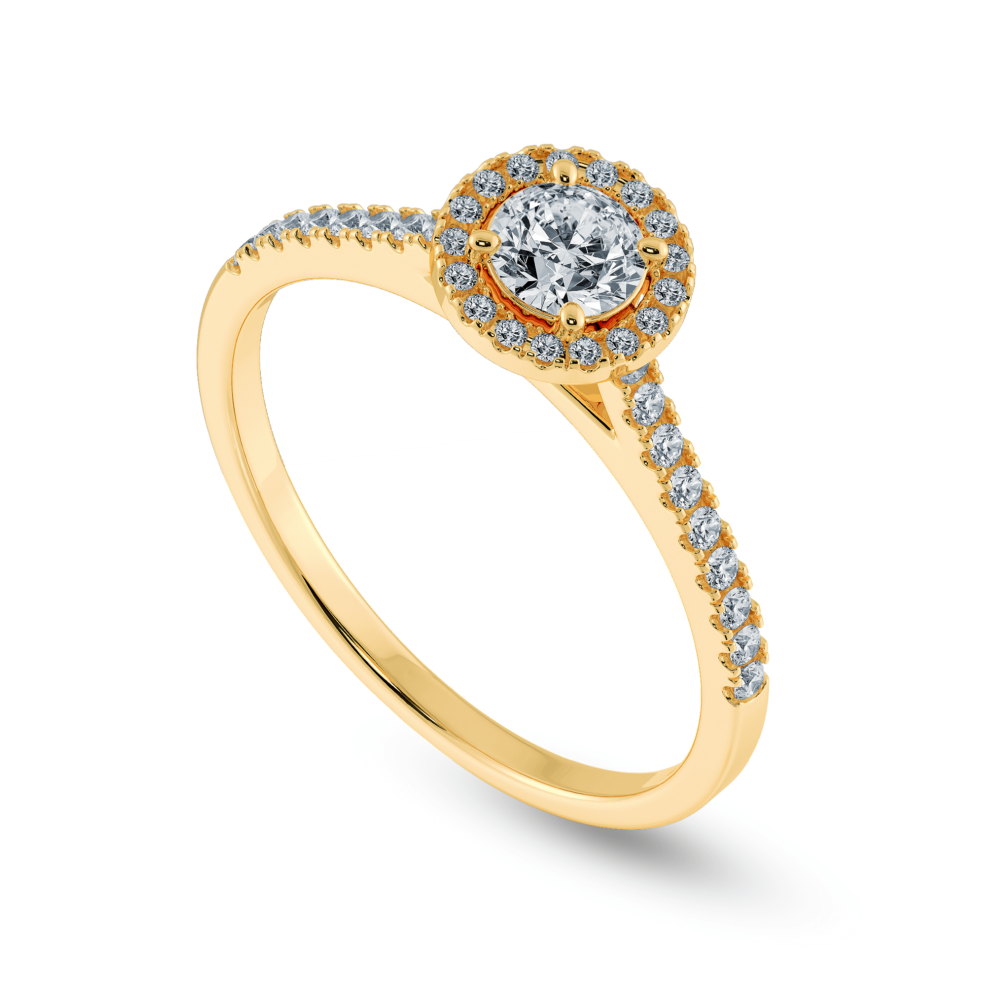 18ct yellow gold and diamond shoulders engagement ring