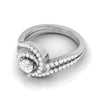 Jewelove™ Rings 0.20cts Solitaire Double Halo Split Shank Platinum Diamond Engagement Ring for Women JL PT R-65