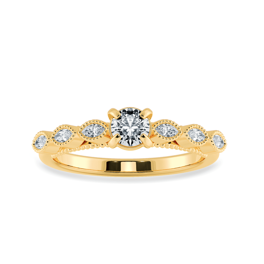 Jewelove™ Rings Women's Band only / VS J 0.20cts. Solitaire with Marquise Cut Diamond Accents 18K Yellow Gold Ring JL AU 2011Y-C