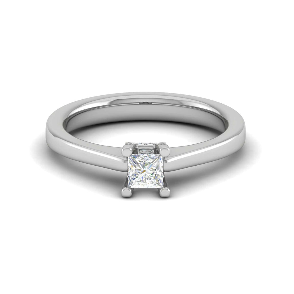 Jewelove™ Rings SI IJ / Women's Band only 0.25 cts. Princess Cut Solitaire Diamond Platinum Engagement Ring JL PT MHD264EG