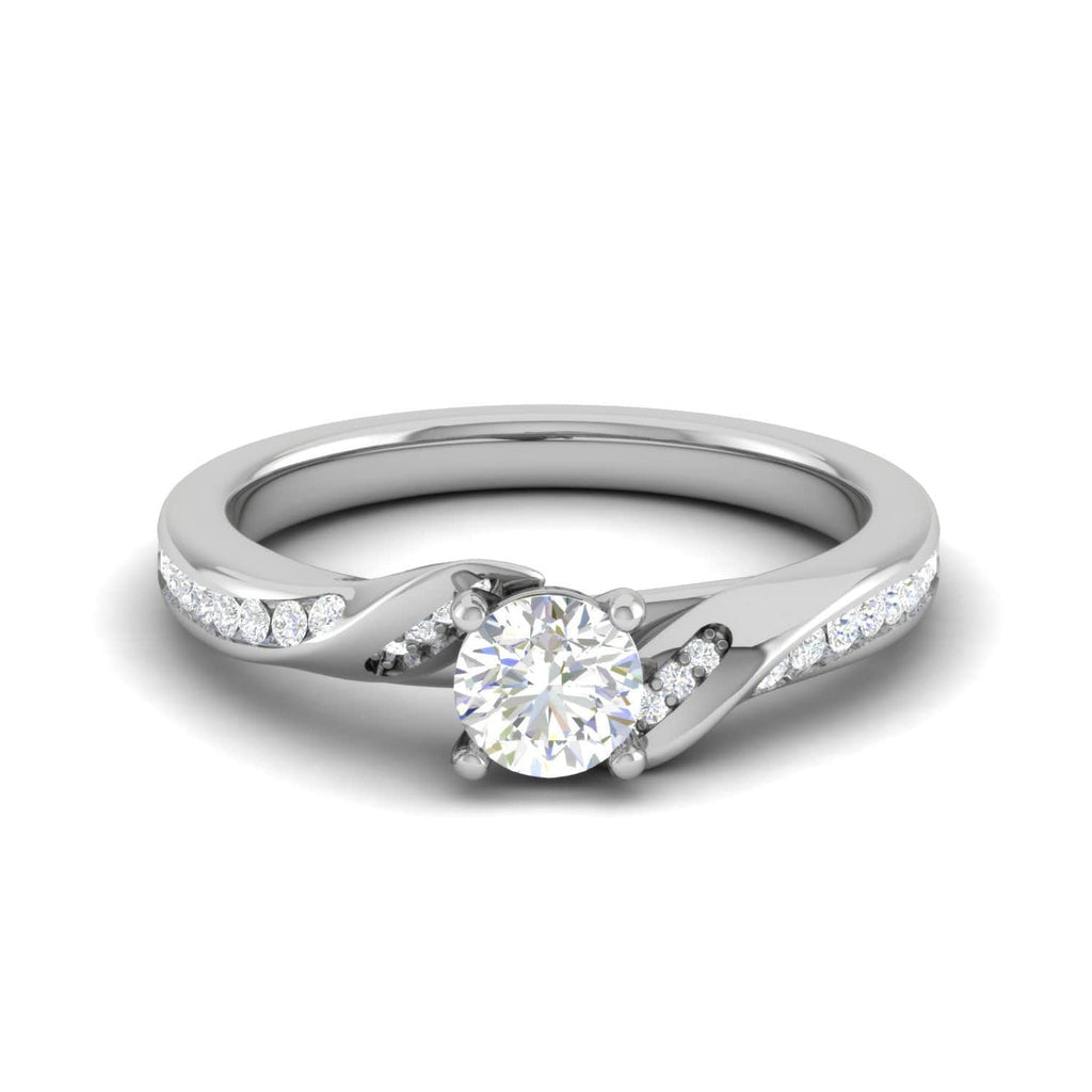 Jewelove™ Rings SI IJ / Women's Band only 0.25 cts Solitaire Diamond Shank Platinum Ring for Women JL PT RV RD 122