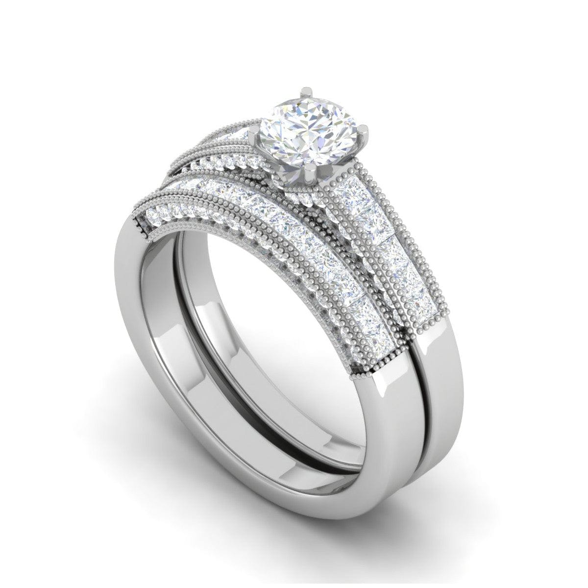 Jewelove™ Rings SI IJ / Women's Band only 0.25 cts Solitaire with Princess cut Diamond Split Shank Platinum Ring for Women JL PT RV RD 128