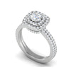 Jewelove™ Rings VVS G / Women's Band only 0.30 cts. Cushion Solitaire Double Halo Split Shank Platinum Ring JL PT RH CU 250