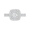 Jewelove™ Rings VVS G / Women's Band only 0.30 cts. Cushion Solitaire Double Halo Split Shank Platinum Ring JL PT RH CU 250