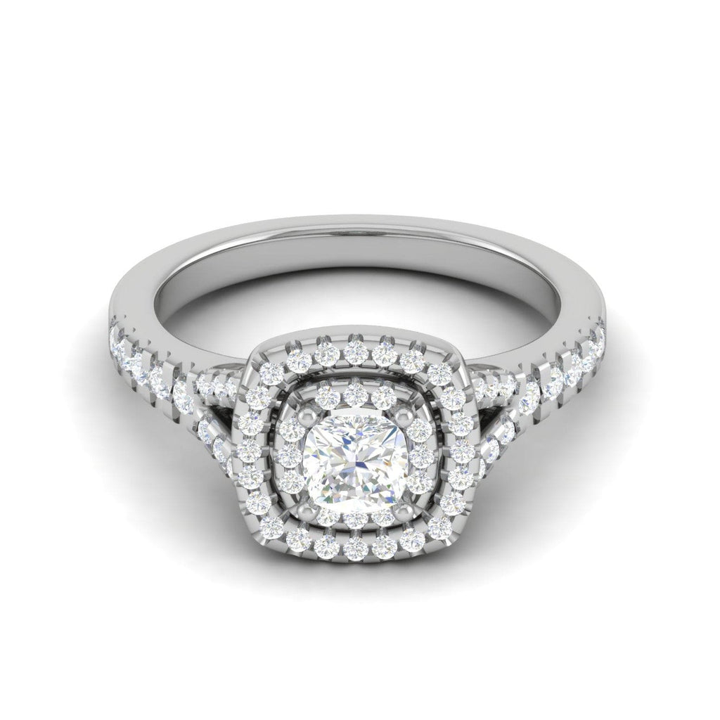 Jewelove™ Rings I VS / Women's Band only 0.30 cts Cushion Solitaire Halo Diamond Shank Platinum Ring JL PT MHD275