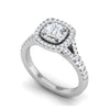 Jewelove™ Rings I VS / Women's Band only 0.30 cts Cushion Solitaire Halo Diamond Shank Platinum Ring JL PT MHD275