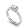 Jewelove™ Rings VVS G / Women's Band only 0.30 cts. Cushion Solitaire Halo Split Shank Platinum Ring JL PT JRW1549MM
